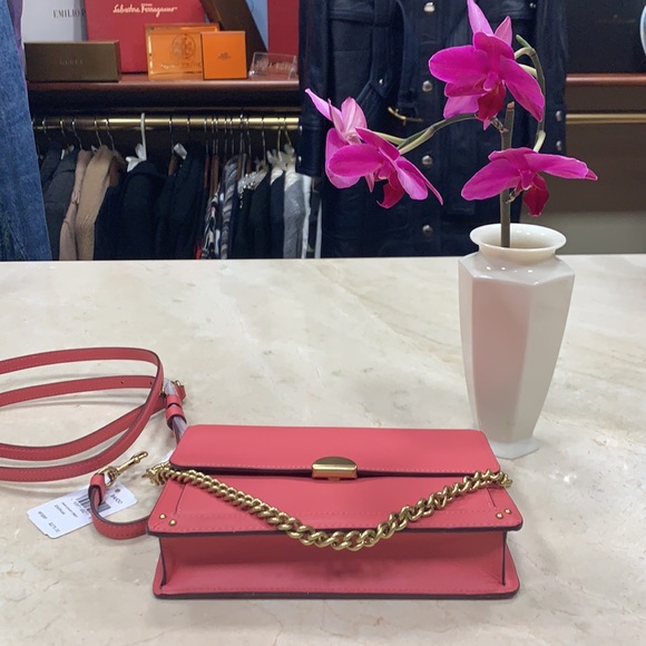 COACH 1941 DREAMER GLOVE TANNED LEATHER CONVERTIBLE CROSSBODY GOLD CHAIN PINK - Picture 13 of 15